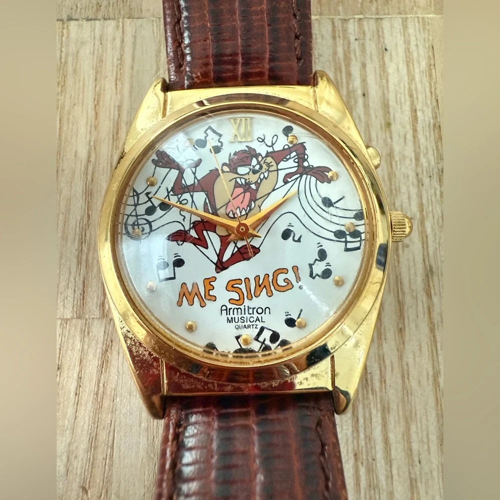 Vintage 90s Looney tunes Taz Tasmanian devil musical watch NEW BATTERY
